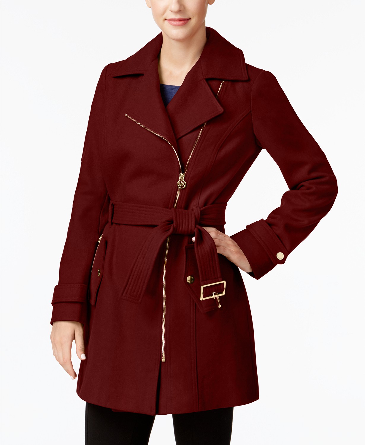 Michael Kors Luxury Black Winter Jacket Down Fur Puffer Coat with Belted  Zipper  eBay